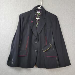 Paul Smith Italy Wool Blend Black LS Button Up Lined Blazer Women's 44 US 8